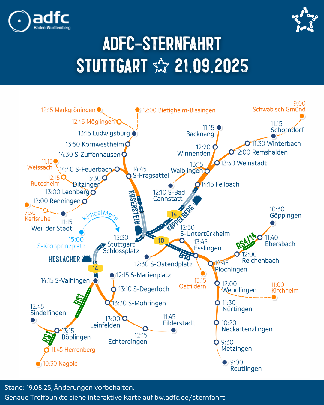 Instagramvorlage Sternfahrtkarte, Stand 19. August 2025 © ADFC BW